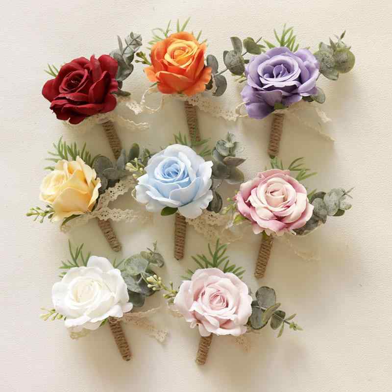 造花 ローズ バラ コサージュ ブローチ リストブーケ 結婚式 ブライダル セレモニー 入学式 卒業式 パーティー イベント 開店祝い ゲスト 来賓 布製 選べるカラー