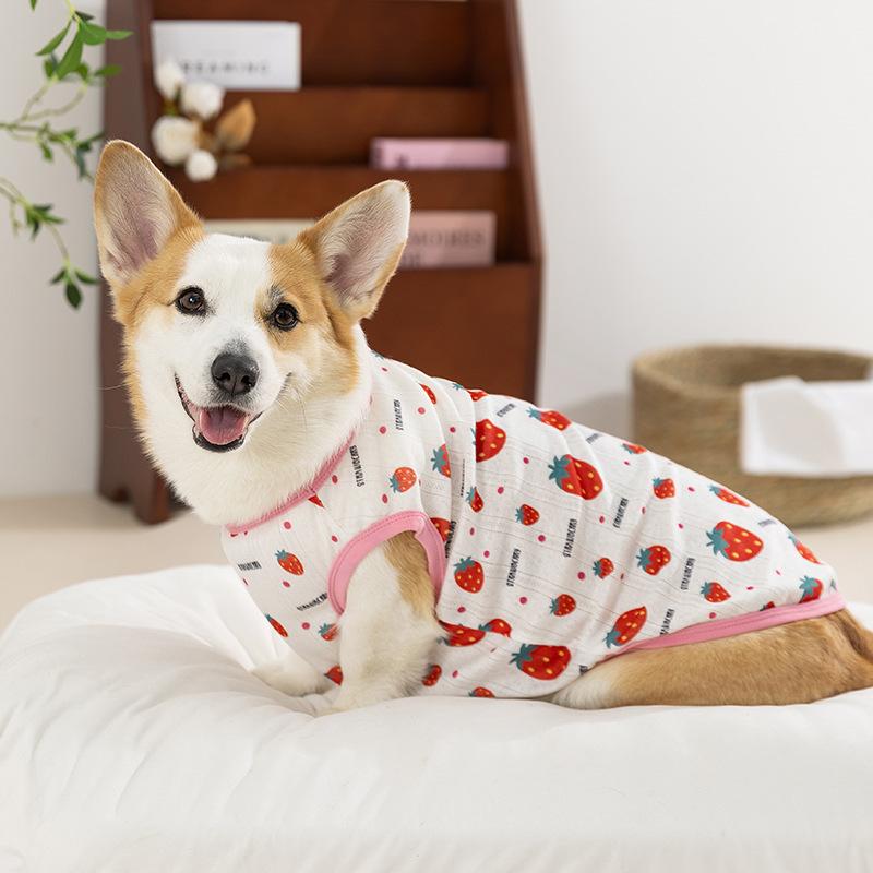 犬用ベスト タンクトップ ペットウェア ドッグウェア 春夏 伸縮性 快適 おしゃれ かわいい フルーツ柄 ..