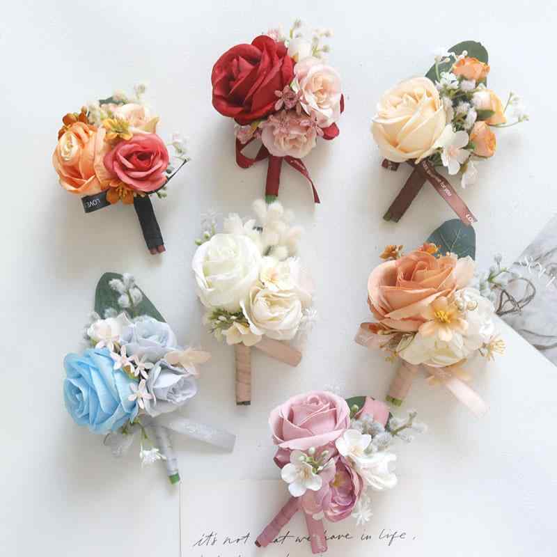 コサージュ リストブーケ 結婚式 婚礼 披露宴 パーティー 二次会 新郎 新婦 ゲスト 参列者 造花 アーティフィシャルフラワー 薔薇 ローズ 布製 上品 華やか