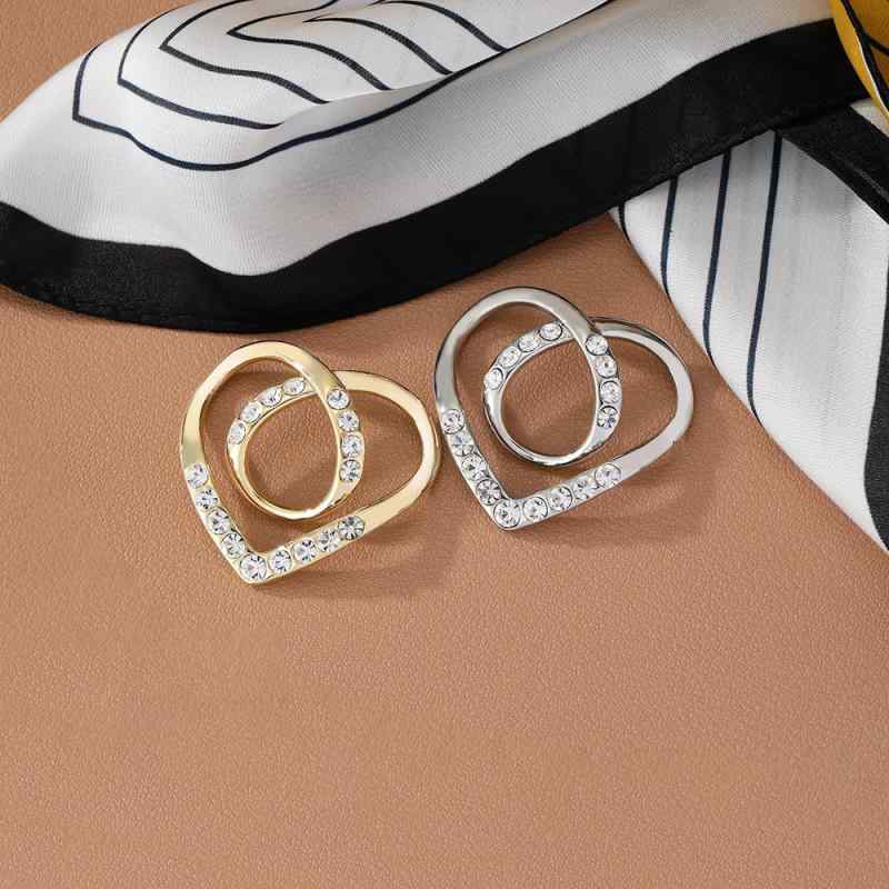 スカーフリング レディース ラインストーン 高級感 金属製 ハート型 ゴールド シルバー 裾留め ウエス..