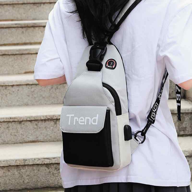 バッグ 男女兼用 メンズ レディース USB充電ポート付き 軽量 撥水 ナイロン 多収納 ポケット多数 韓国風 トレンド シンプル カジュアル 斜め掛け ボディバッグ ワンショルダー スリングバッグ タウンユース 通勤 通学 旅行
