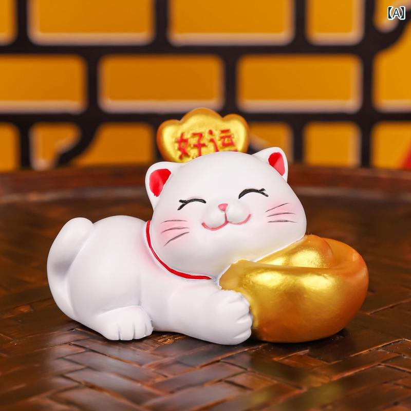 招き猫 揺れるスプリング ミニ 樹脂製 かわいい 卓上 車載用 デスク オフィス インテリア 置物 開運 縁..