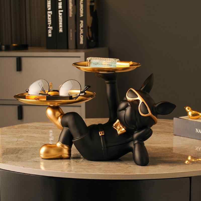 置物 ブルドッグ ユニークデザイン 鍵置き 小物入れ トレー 玄関 リビング 卓上 おしゃれ 樹脂製 イン..