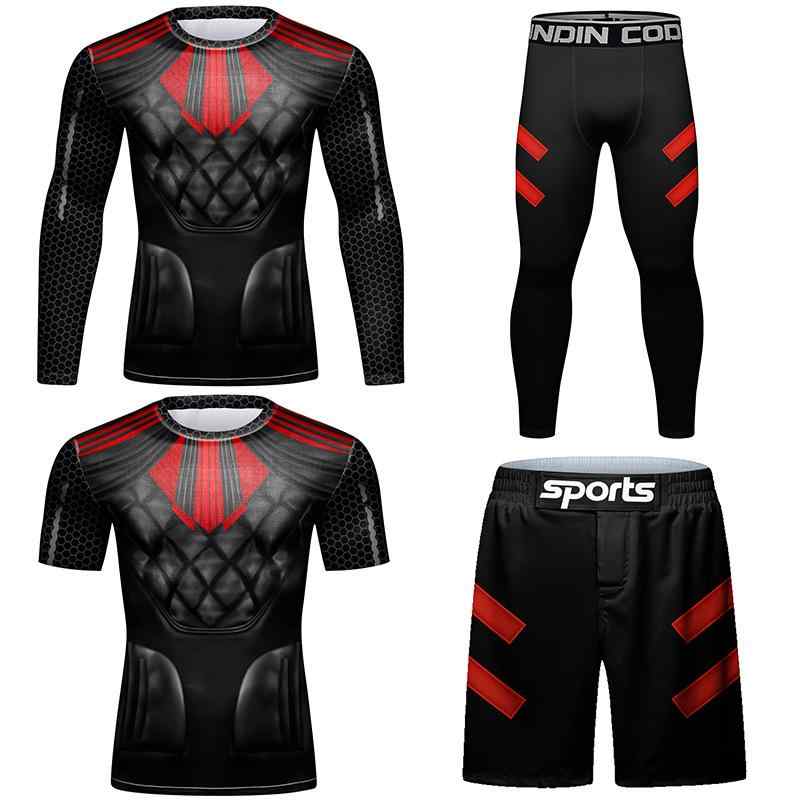 トレーニングウェア メンズ 上下セット 秋冬 アウトドア 伸縮性 コンプレッション スリムフィット 長袖 Tシャツ 柔らかい ランニング バスケットボール サッカー プリント柄