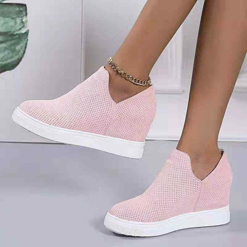 パンプス レディース 通気性 Vカット 透かしデザイン インヒール ミドルヒール ラウンドトゥ スエードタッチ フェイクスエード 大きいサイズ対応 ブラック ベ...