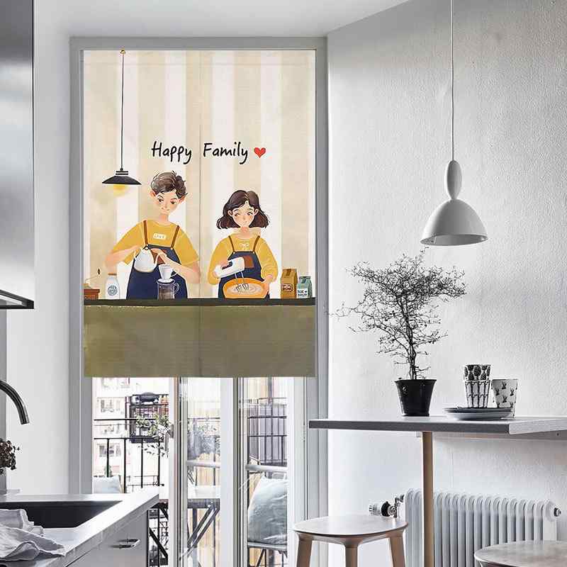 のれん キャラクター 間仕切り 突っ張り棒式 穴あけ不要 目隠し ドアカーテン ポリエステル製 かわいい 玄関 キッチン 寝室 リビング 浴室 子供部屋(x2)