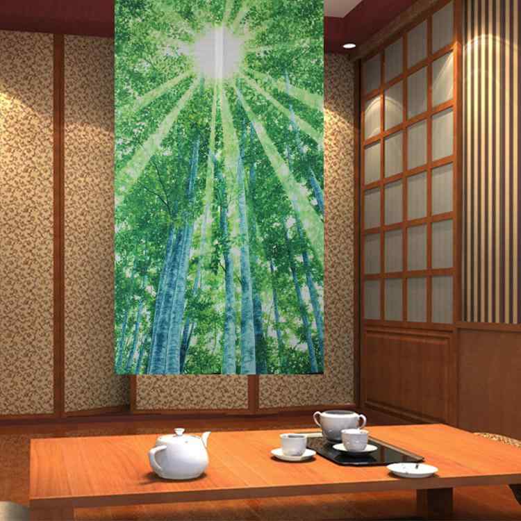 のれん 和風 布製 ファブリック デジタルプリント 厚手 目隠し 間仕切り ライトグリーン 幅85cm 丈150cm おしゃれ ナチュラル インテリア(x2)