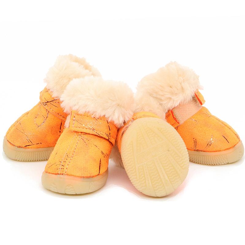 犬用シューズ 小型犬向け 滑り止め あったか 保温 もこもこ コットン トイプードル ビションフリーゼ ..