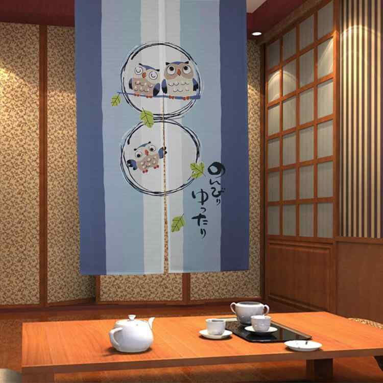 のれん 布製 デジタルプリント 和風 七福神柄 ブルー カジュアル 幅85cm 丈150cm 飲食店 店舗用 間仕切り 目隠し(x2)