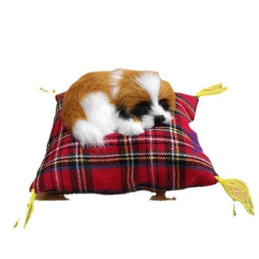 インテリア 置物 リアル 本物そっくり 眠る 子犬 ミニチュア 犬 動物 オブジェ ふわふわ もこもこ フェ..