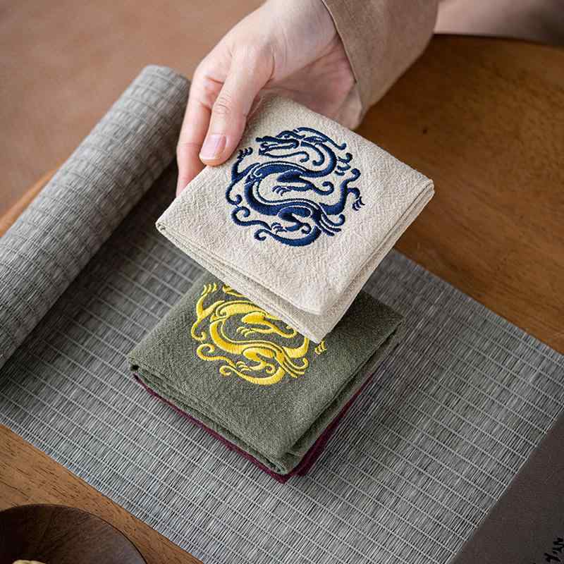 茶巾 吸水 速乾 ラミー 麻 中国式 禅スタイル 高品質 茶敷 茶器マット 急須拭き ふきん 茶卓用 茶道具 中国茶 ティータイム 茶器アクセサリー