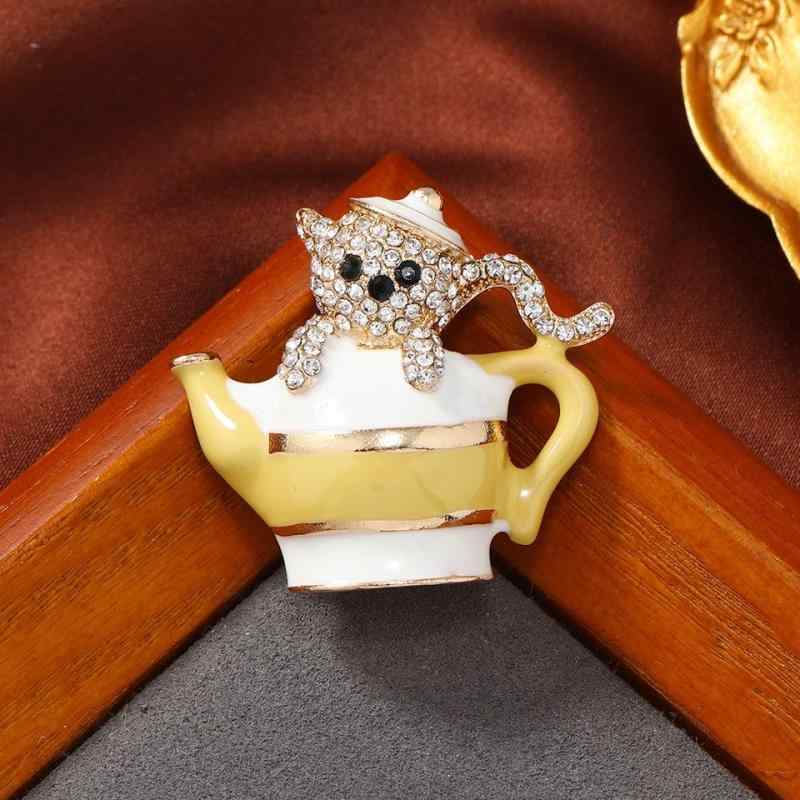 ブローチ 男女兼用 露出防止 ラインストーン エナメル かわいい 小型 クマ キャラクター動物 ティーポ..