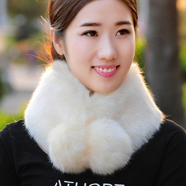 マフラー レディース 秋冬 エコファー フォックス風 フェイクファー リバーシブル ポンポン付き スヌード ネックウォーマー ストール 保温 あったか 上品(x2)(4)
