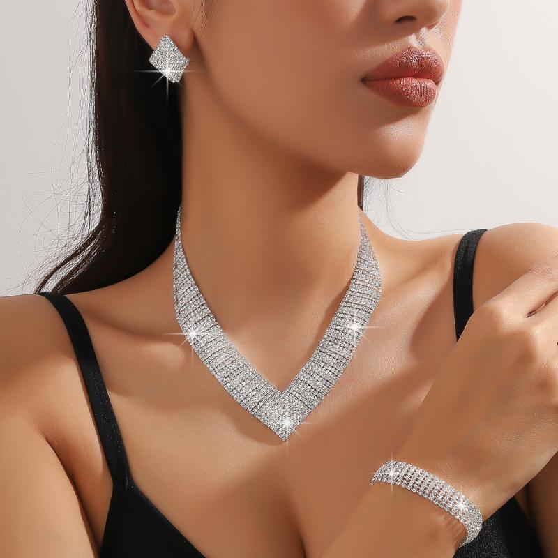 ネックレス レディース 大ぶり 存在感 爪留め 電気メッキ加工 ジルコニア 水滴型 エレガント パーティー 結婚式 通勤 普段使い イヤリング ブレスレット 3点セット 春夏