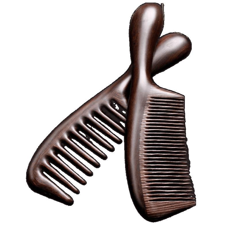 櫛 レディース メンズ 静電気防止 くせ毛対策 絡まり防止 抜け毛対策 頭皮マッサージ 天然 黒檀 木製 幅広 粗目 家庭用 ロングヘア