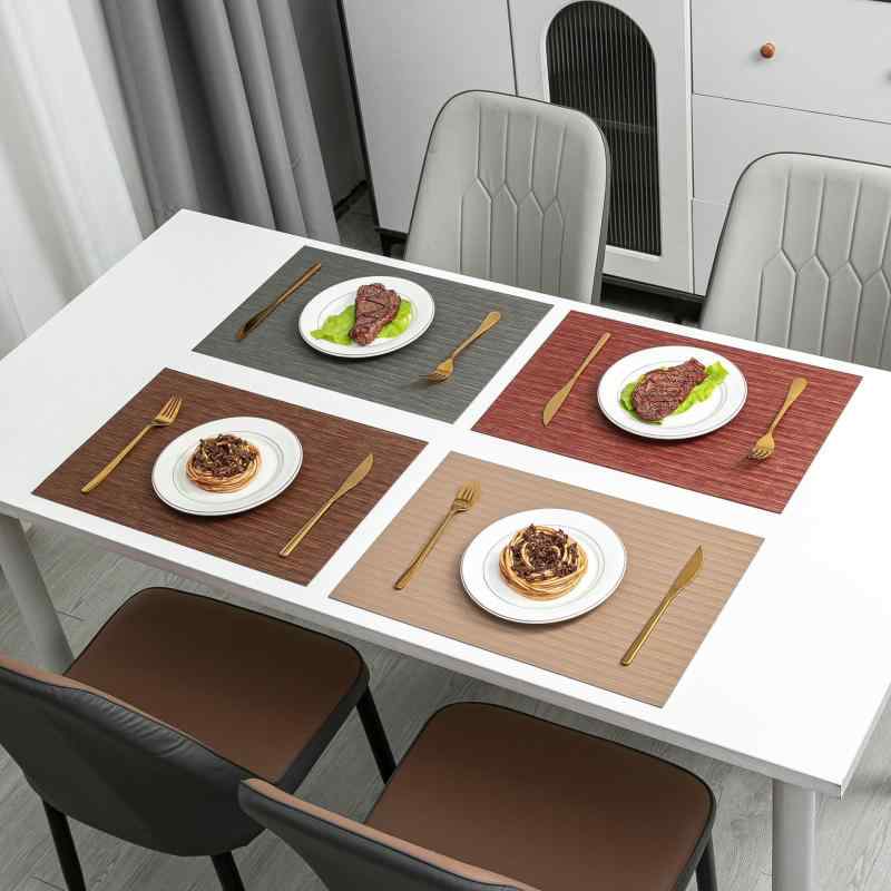 テーブルマット ランチョンマット コースター セット 防水 防油 滑り止め 断熱 レザー 両面 スクエア ..