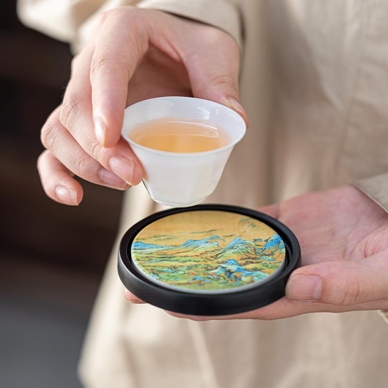 コースター 吸水性抜群 速乾性 陶器製 新中式 和モダン 家庭用 来客用 茶托 茶器 ティーカップ 湯呑み 断熱効果 耐熱性 おしゃれ デザイン