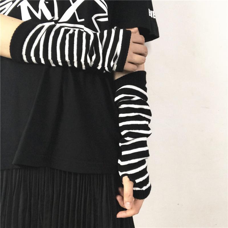 アームカバー メンズ レディース 男女兼用 UVカット 保温 指なし あったか 韓国風 忍者風 ダーク 原宿..