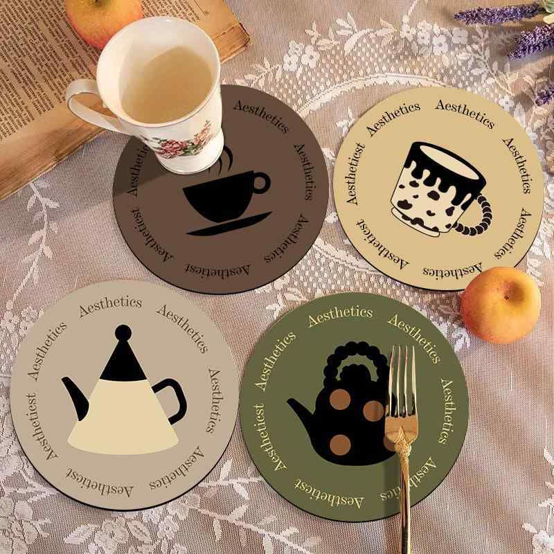 ランチョンマット 吸水速乾 耐熱 断熱 円形 ゴム製 かわいい キャラクター柄 家庭用 食卓 カップ コースター 皿 鉢用 多用途 東南アジア風 テーブルウェア