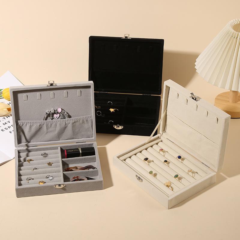 ジュエリーボックス 大容量 ベロア 酸化防止 変色防止 高級感 ネックレス ピアス 指輪 リング アクセサリー 収納ケース