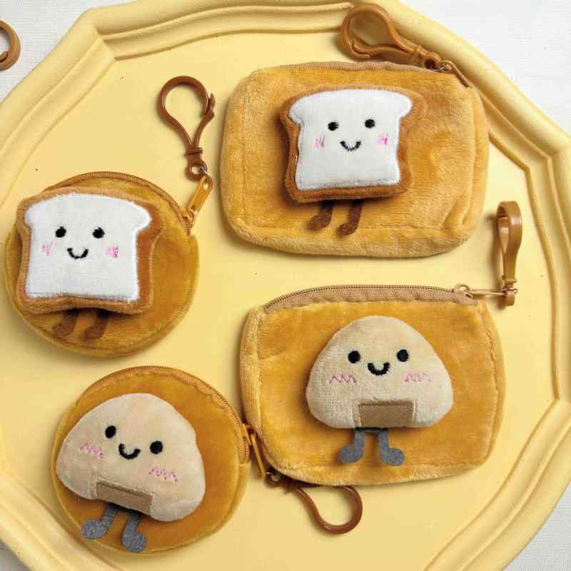 小銭入れ 男女兼用 ぬいぐるみ キャラクター クッキー柄 おもしろ かわいい もこもこ 食事モチーフ イヤホンケース 小物入れ キーホルダー バッグチャーム デイリーユース 収納ポーチ