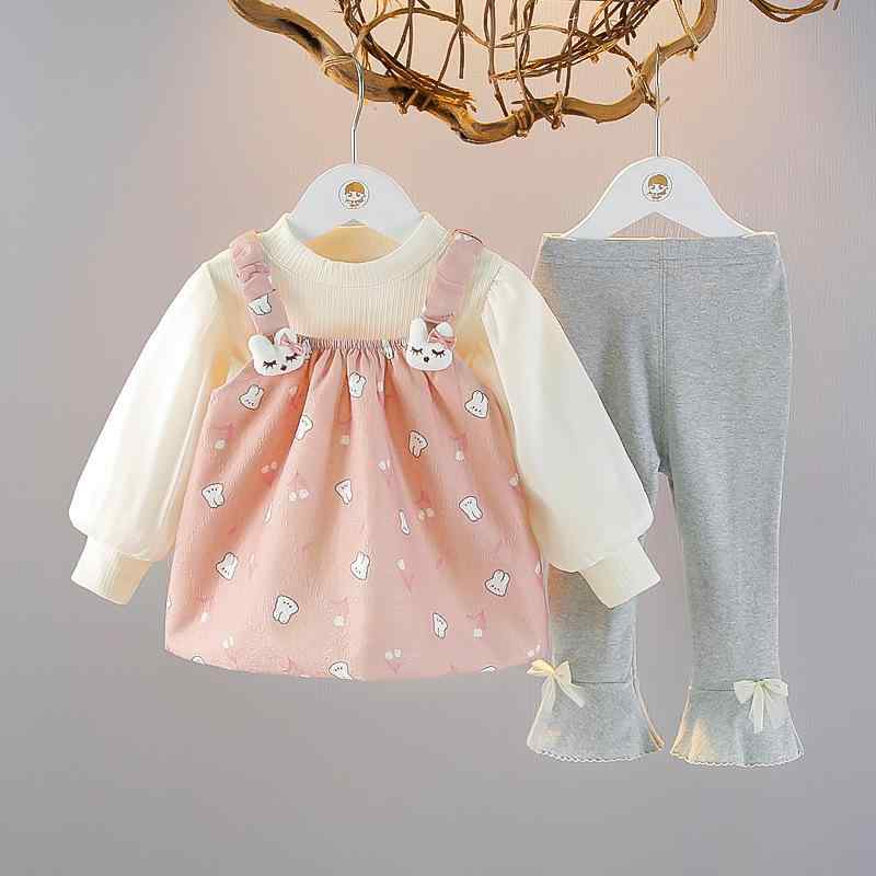 ワンピース 女の子 ベビー キッズ 長袖 肌に優しい コットン素材 プリンセスドレス おしゃれ 3点セット 無地 カジュアル 春秋 お出かけ セットアップ