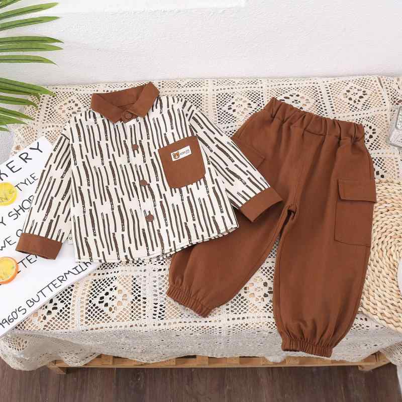 セットアップ 男の子 キッズ 春秋 カジュアル おしゃれ かっこいい 長袖 長パンツ 綿 コットン 柔らかい 動物柄 キャラクター柄 シングルボタン ツーピース 子供服 ベビー服 カーキ ブラック 80 90 100cm