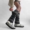 レッグウォーマー レディース 保温 防寒 秋冬用 ミドル丈 アクリル ルーズソックス 雪柄ニット ギャルスタイル かわいい おしゃれ カジュアル デイリーユース...