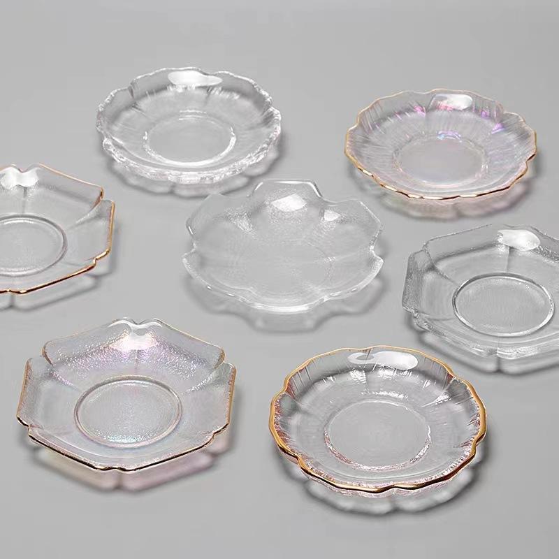 コースター 茶托 ガラス製 耐熱 断熱 滑り止め付き 透明 クリア 丸型 中国風 茶道 禅風 和モダン シンプル 来客用 おもてなし インテリア リビング ダイニング ドリンクマット(x2)