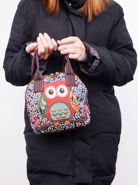 バッグ キャンバス 帆布 シェル型 刺繍 エスニック 手提げ 小型 ミニ ファスナー開閉 ソフト 日常使い スマホポーチ 小銭入れ エコバッグ 買い物