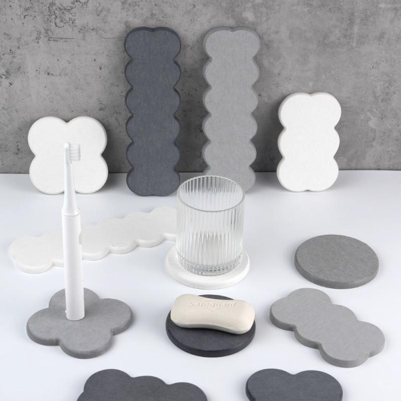 珪藻土 吸水 速乾 コースター 石鹸置き ソープディッシュ 歯ブラシ置き 洗面台 バスルーム 水切り 小物置き 硬質 耐熱 結露防止 シンプル おしゃれ 円形 正方形 長方形 雲形