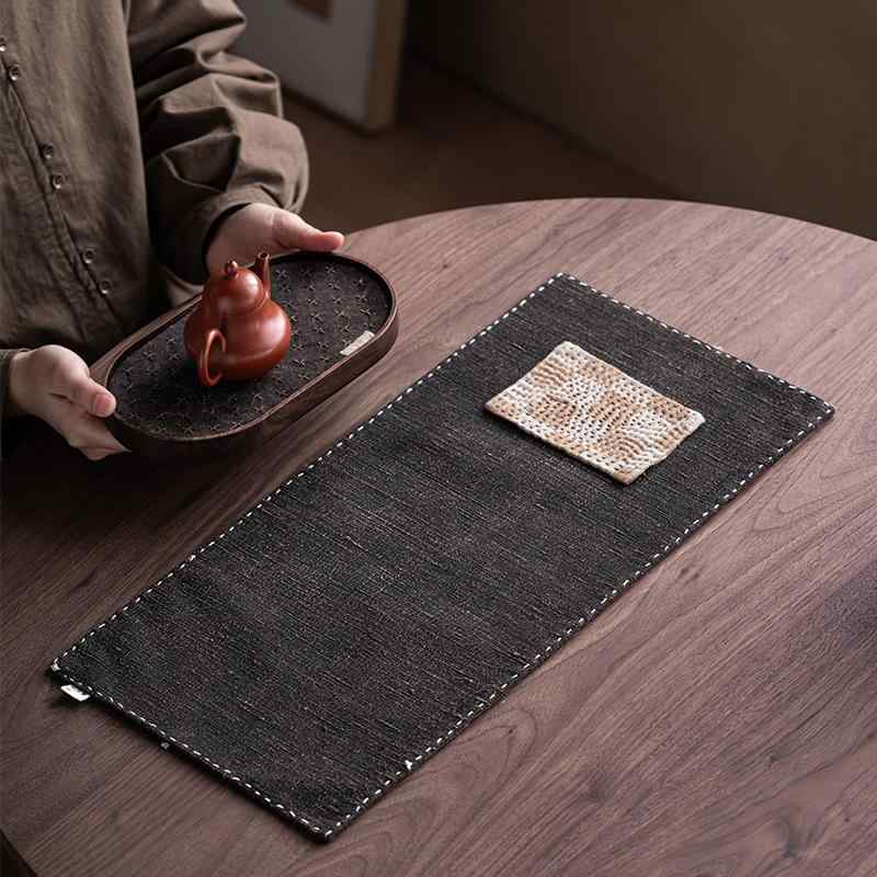 茶席 中国風 香雲紗 手縫い 乾泡茶席 禅風 レトロ 軽奢 断熱マット 茶卓布 テーブルクロス テーブルランナー 茶道用品 茶道具 布製 お..