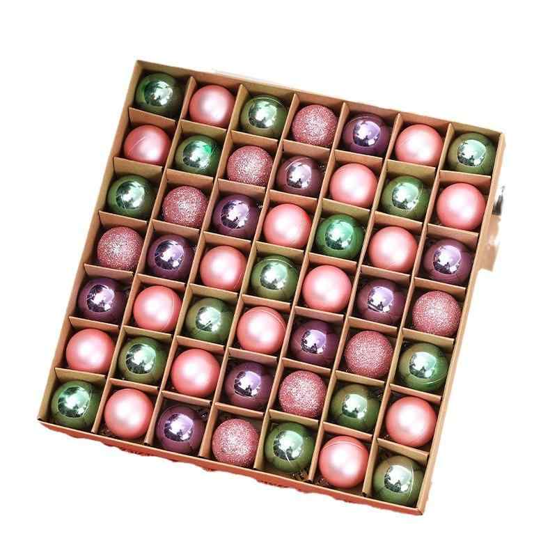 クリスマスオーナメント プラスチック製 3cm 光沢 電気メッキ ボール 49個セット ギフトボックス入り クリスマスツリー装飾 デコレーション(x2)