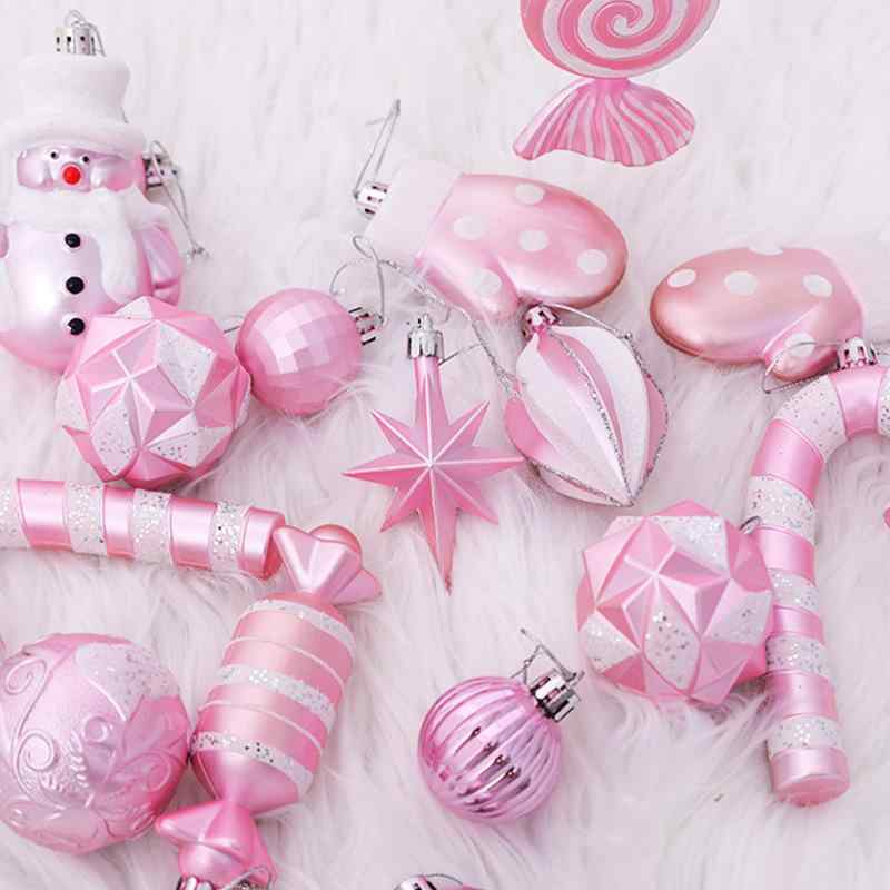 クリスマスオーナメント プラスチック製 ピンク 16個セット クリスマスツリー飾り付け イベント パーティー デコレーション 軽量 割れにくい おしゃれ