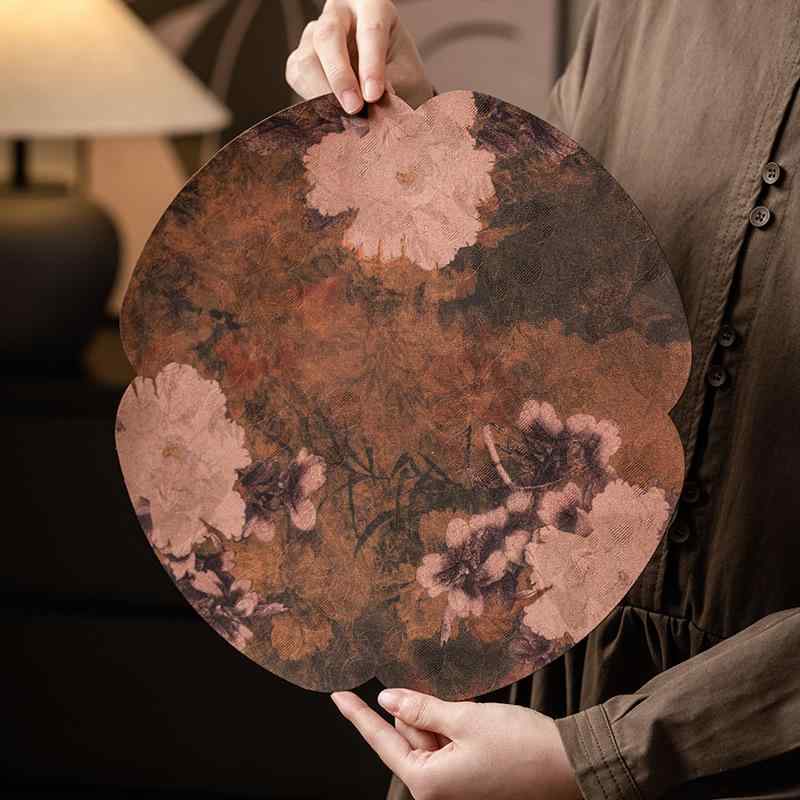 茶席 防水 耐熱 両面 香雲紗 牡丹柄 中国風 禅テイスト レトロ ヴィンテージ 高級感 おしゃれ ティーマット ポットマット コースター テーブルランナー マルチカバー