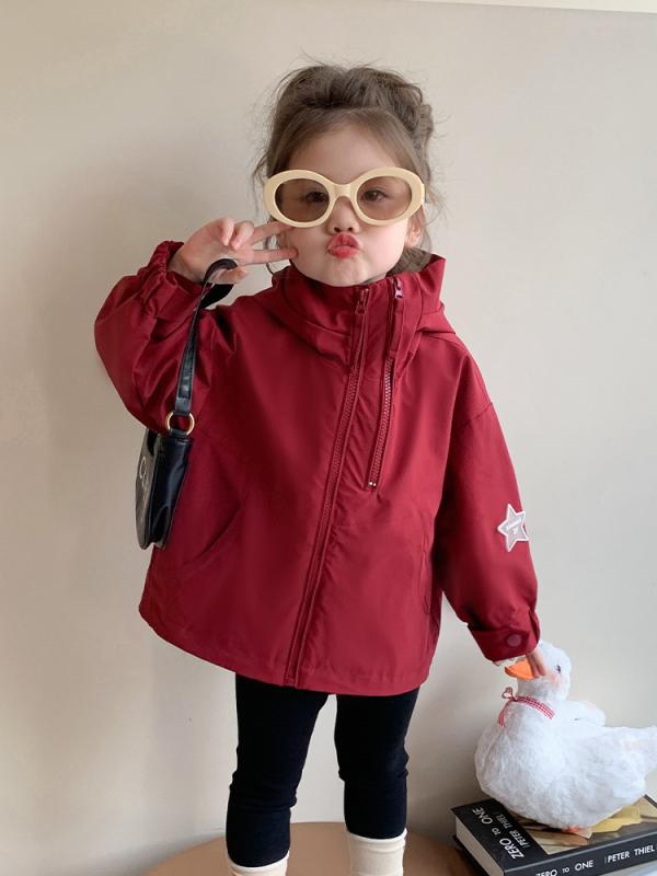 アウター 女の子 キッズ 幼児 フード付き 軽量 ジップアップ ウインドブレーカー トレンチコート ジャ..