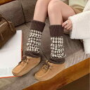 レッグウォーマー レディース 女性用 ウール混 厚手 暖かい 防寒 冷え対策 千鳥格子柄 くしゅくしゅ ルーズソックス ケーブル編み カジュアル レトロ 秋冬用...