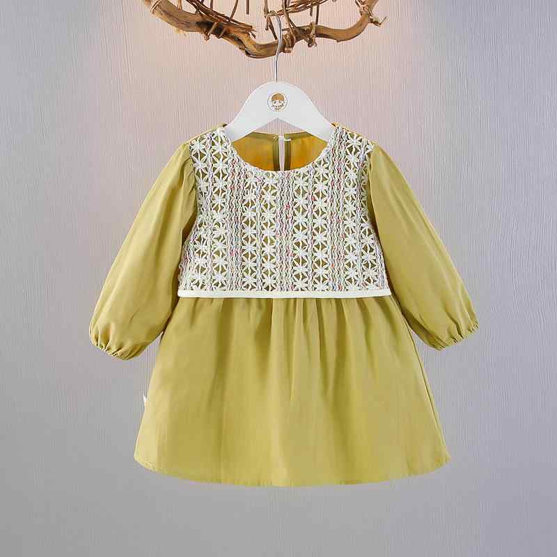 ワンピース ベビー 女の子 女児 長袖 コットン 綿 肌に優しい 安心 プリンセスドレス Aライン おしゃれ かわいい 春秋 1歳 2歳 3歳 普段使い お出かけ