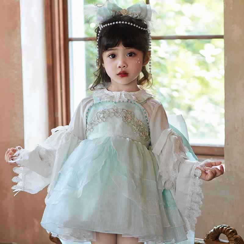 ワンピース 女の子 キッズ ロリータ風 プリンセスライン キャミソール ボリュームスカート オーガンジー 誕生日 発表会 セレモニー オールシーズン おしゃれ かわいい ポリエステル