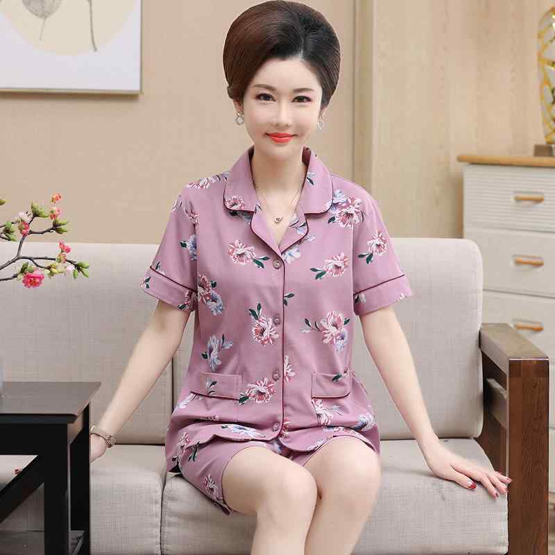 ルームウェア レディース ミセス セットアップ パジャマ カーディガン 開襟 半袖 短パン コットン 綿 ..