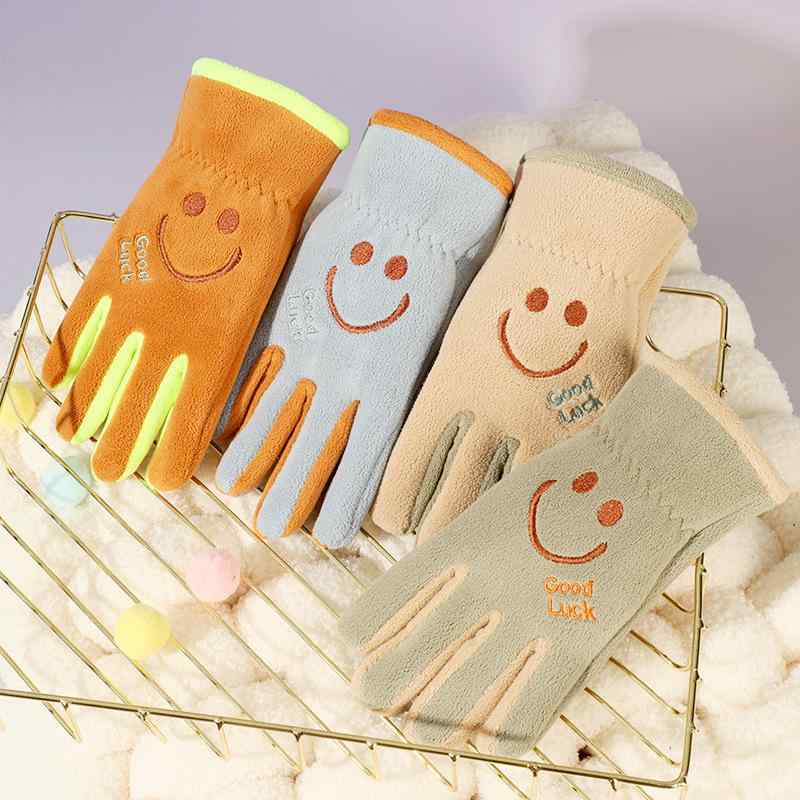 手袋 キッズ 男の子 女の子 学生 秋冬 かわいい キャラクター 五本指 裏起毛 保温 防寒 オロラフリース アウトドア サイクリング 通学 あったか 7-14歳対応(4)