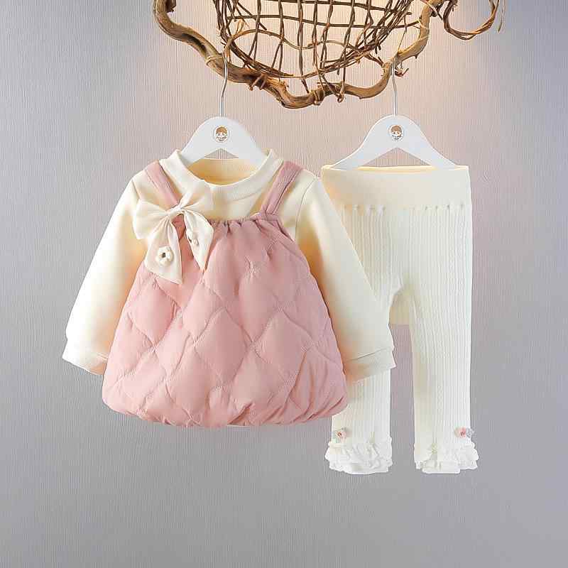 スカートセットアップ ベビー キッズ 女の子 裏起毛 長袖 かわいい おしゃれ プリンセス 3点セット コットン 無地 秋冬 ピンク チョコレート色