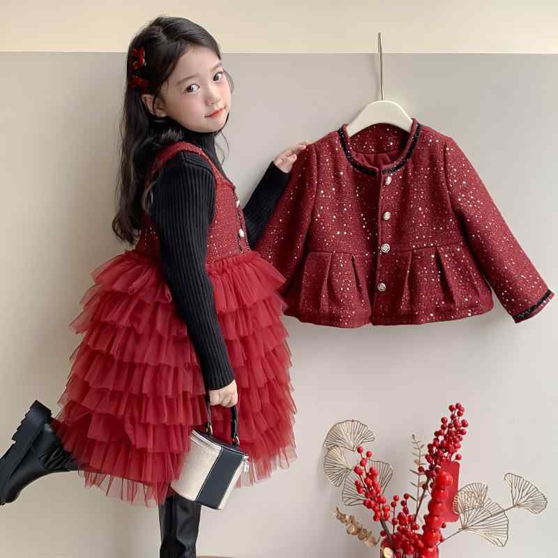 ワンピース キッズ 女の子 裏起毛 暖かい 2点セット 新チャイナ風 中華風 かわいい プリンセスドレス ..