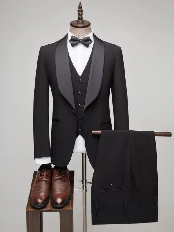 スーツ メンズ 高級感 スリムフィット 結婚式 新郎 タキシード スリーピース セットアップ 披露宴 二次会 パーティー ビジネス フォーマル