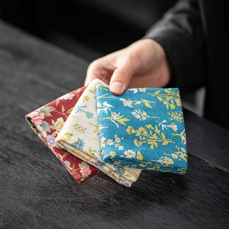 茶巾 33色 綿素材 吸水 速乾 和風 和モダン シンプル ナチュラル ふきん 中国茶器 功夫茶具 茶道具 コースター 卓上クロス(x2)