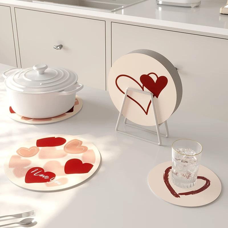 ランチョンマット 高級感 アメリカン レトロ 円形 吸水 断熱 耐熱 テーブルマット コースター ボウルマ..