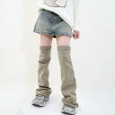 レッグウォーマー レディース 秋冬 ロング丈 オーバーニー ワイド フレア ニット アクリル 保温 あったか 着痩せ 無地 学生風 カジュアル 定番 万能