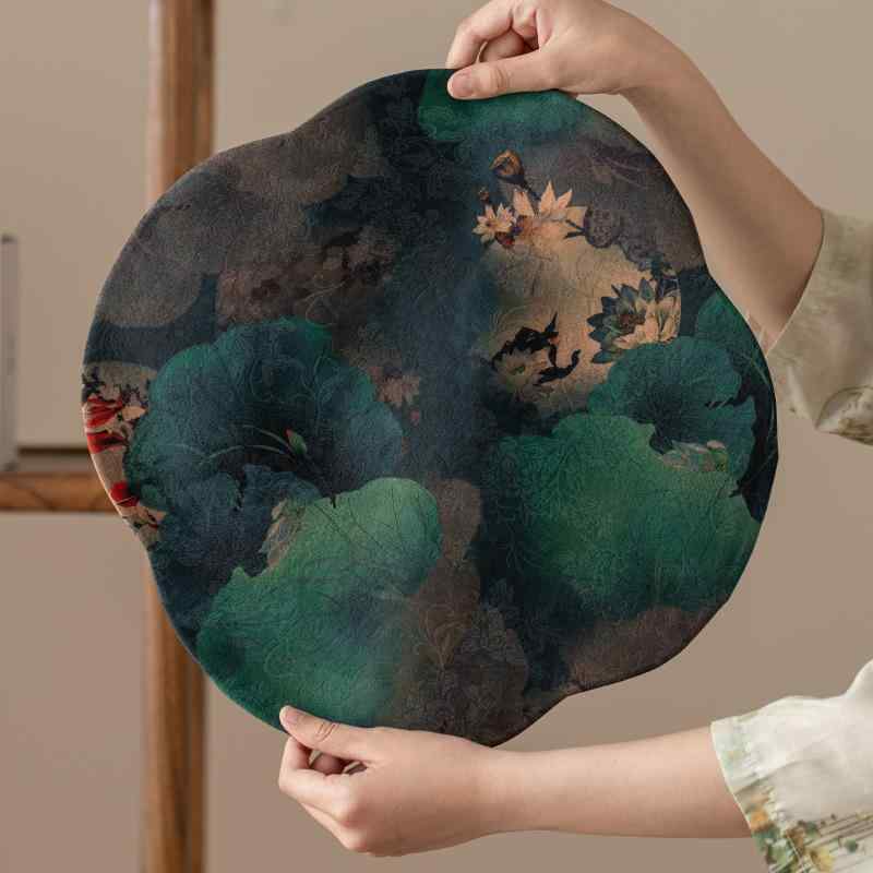 茶席 防水 断熱 乾泡 中国風 禅テイスト 軽奢スタイル カイドウ柄 プリント 茶道 茶卓マット テーブル..