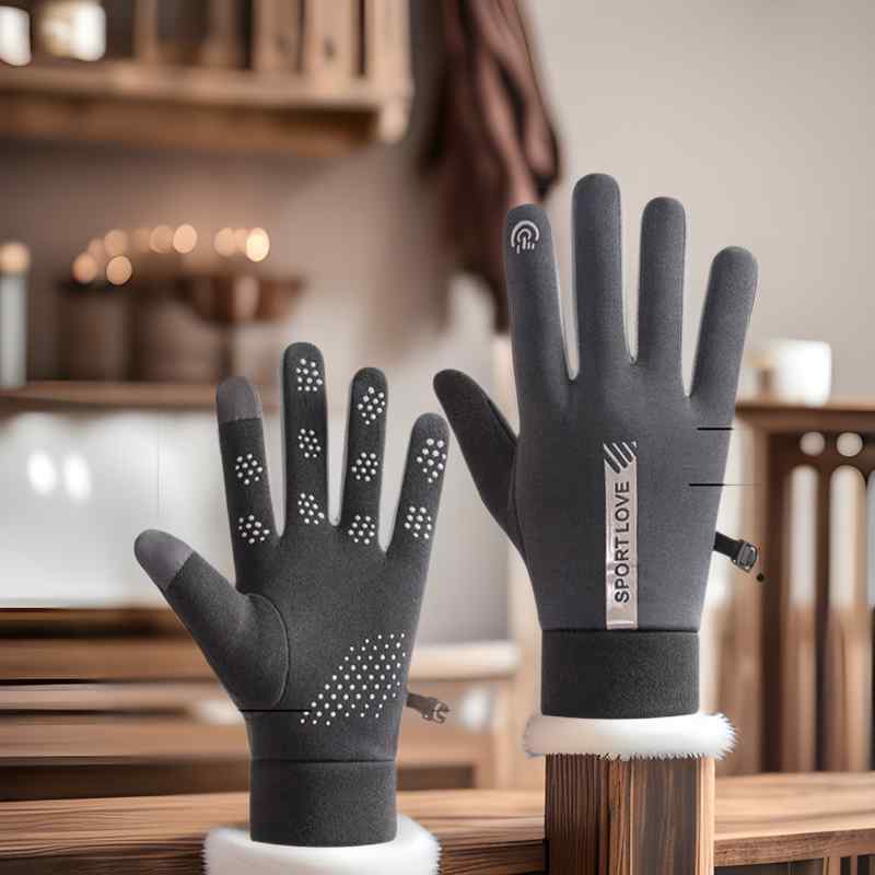 手袋 メンズ レディース 男女兼用 カップル ペア 冬用 タッチスクリーン対応 防寒 防風 保温 裏起毛 スキー サイクリング スポーツ アウトドア 防滑 グローブ ブラック ピンク グレー 再生繊維 厚手