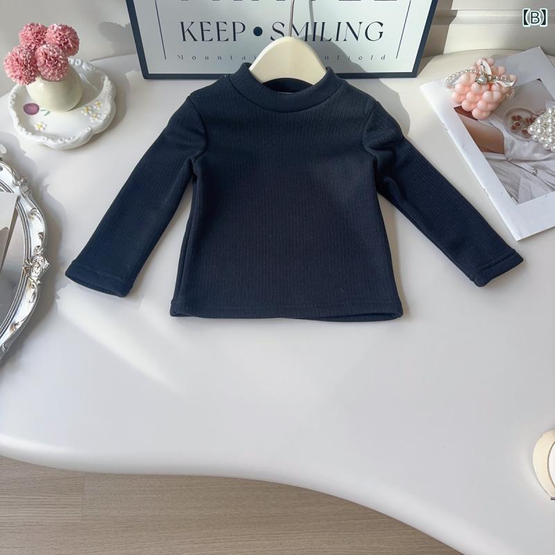 モズラボのTシャツ 女の子 厚手 裏起毛 保温 長袖 冬物 おしゃれ ポリエステル 韓国風 部屋着 カジュアル インナー カットソー｜アングル3